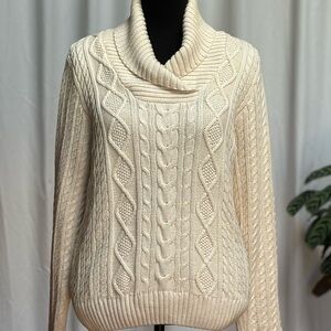100% Cotton cream color pull- over sweater. Size XL. Warm, cozy and soft.